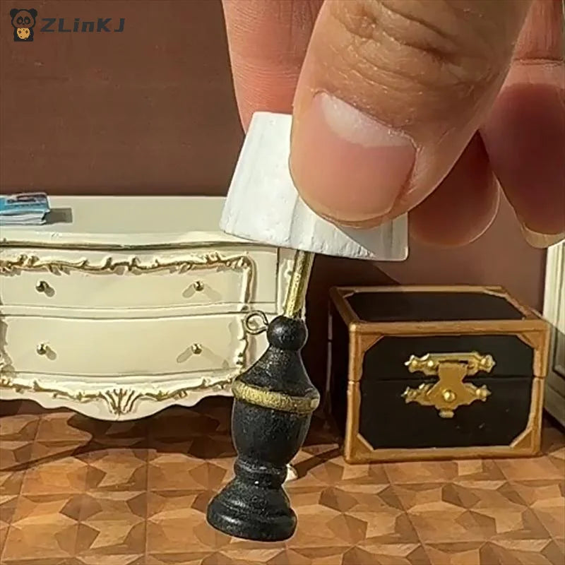 ▶1: 12 Dollhouse Miniature Wooden Lamp Model Ornaments Photography Prop Kids Pretend Play Toys Doll House Mini Decoration Gifts Zpaxo