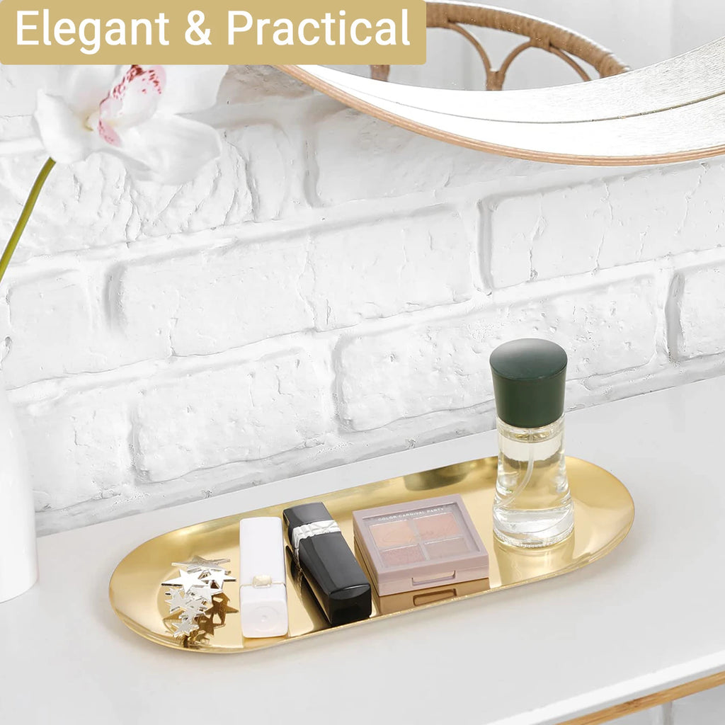 Gold Round Stainless Steel Decorative Trays – Nordic Style Set of 2