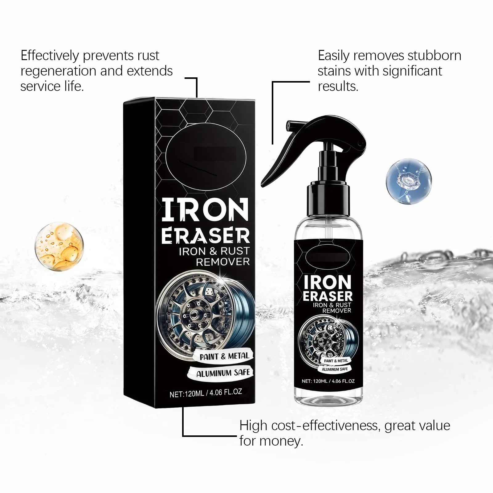 Rust-removing Spray Fast Acting Vehicle Rust Cleaner Multi-purpose