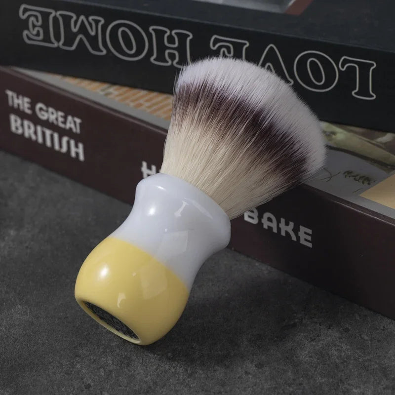 YAQI New Fashion Milk tea Color Synthetic Hair For Mens Wet Shaving Brush Soft High Quality Portable Travel Shaving Brush Zpaxo