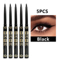 Lasting Waterproof Black Brown Eyeliner Pencil Smudge-Proof Sweat-Resistant Matte Smooth Eyeliner Gel Pencil for Bold Eye Makeup Zpaxo Black-5pcs