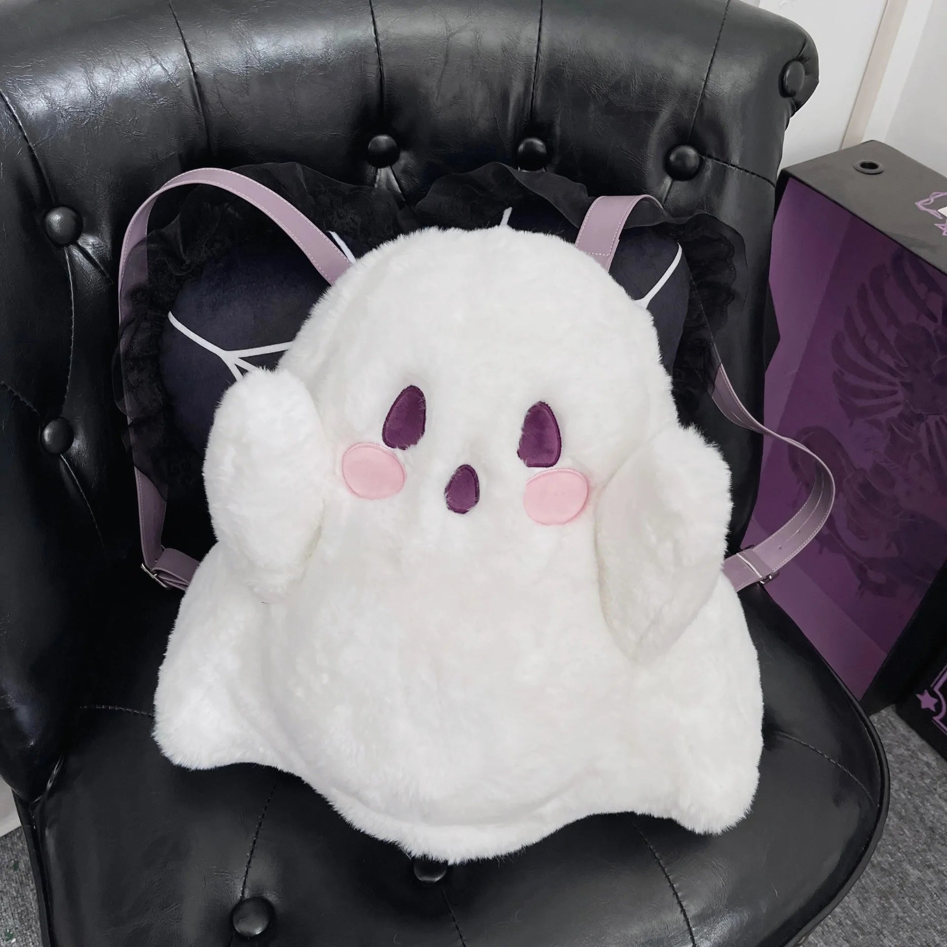 Halloween Ghost Plush Cartoon Backpack – Cute Casual Bag