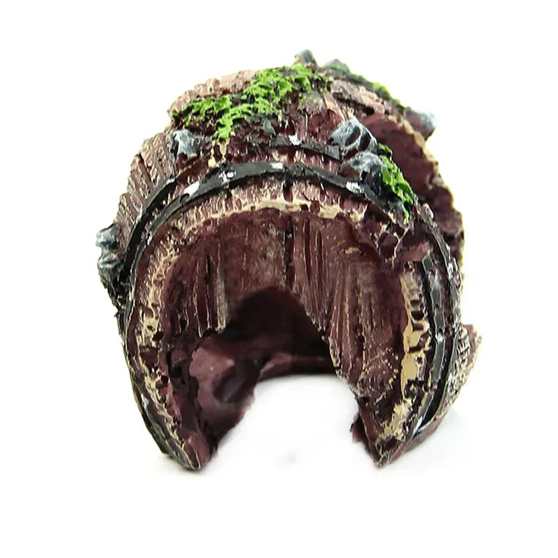 Resin Aquarium Ornaments Decorations Artificial Barrel Cave
