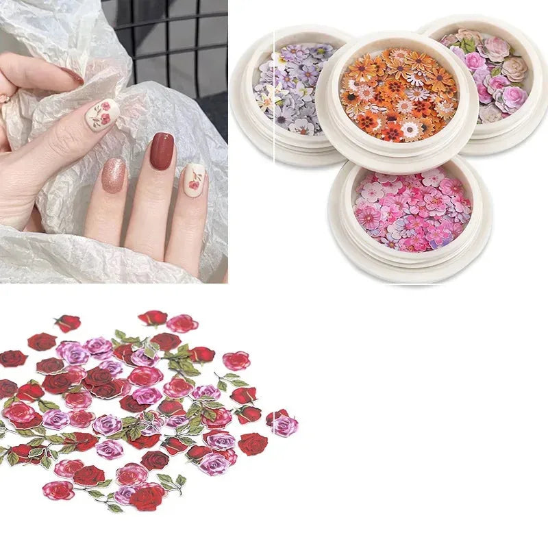 Dried Flower Nail Art Decorations – 50pcs Mixed Floral Set