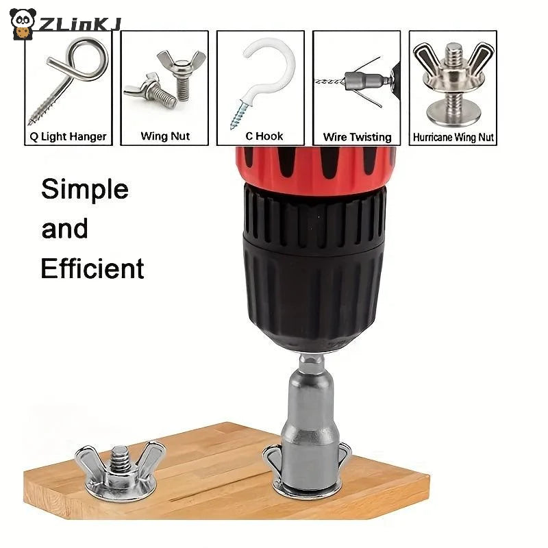 ▶1Pcs 1/4" Hex Shank Butterfly Socket Adapter Wing Nut Drill Socket Wrench Tool Set 65mm For Power Wing Nut Driving Zpaxo