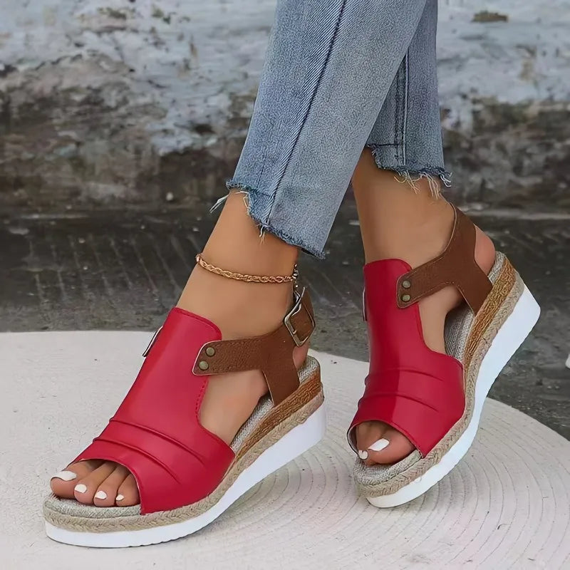 Women Wedges Sandals 2024 New Summer Lightweight Shoes for Women Platform Casual Sandals Women Beach Luxury Designer Sandals Zpaxo Red 44