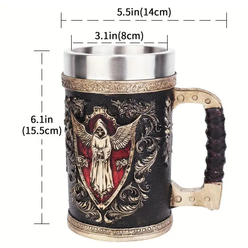 Skull Mug Collection Stainless Steel Insert Resin Beer Danegeld