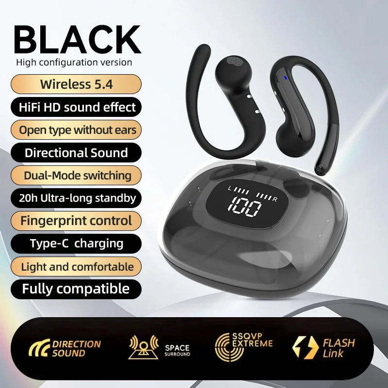 Open Bluetooth Earphones Ear Earbuds 12 Hour Playback Support