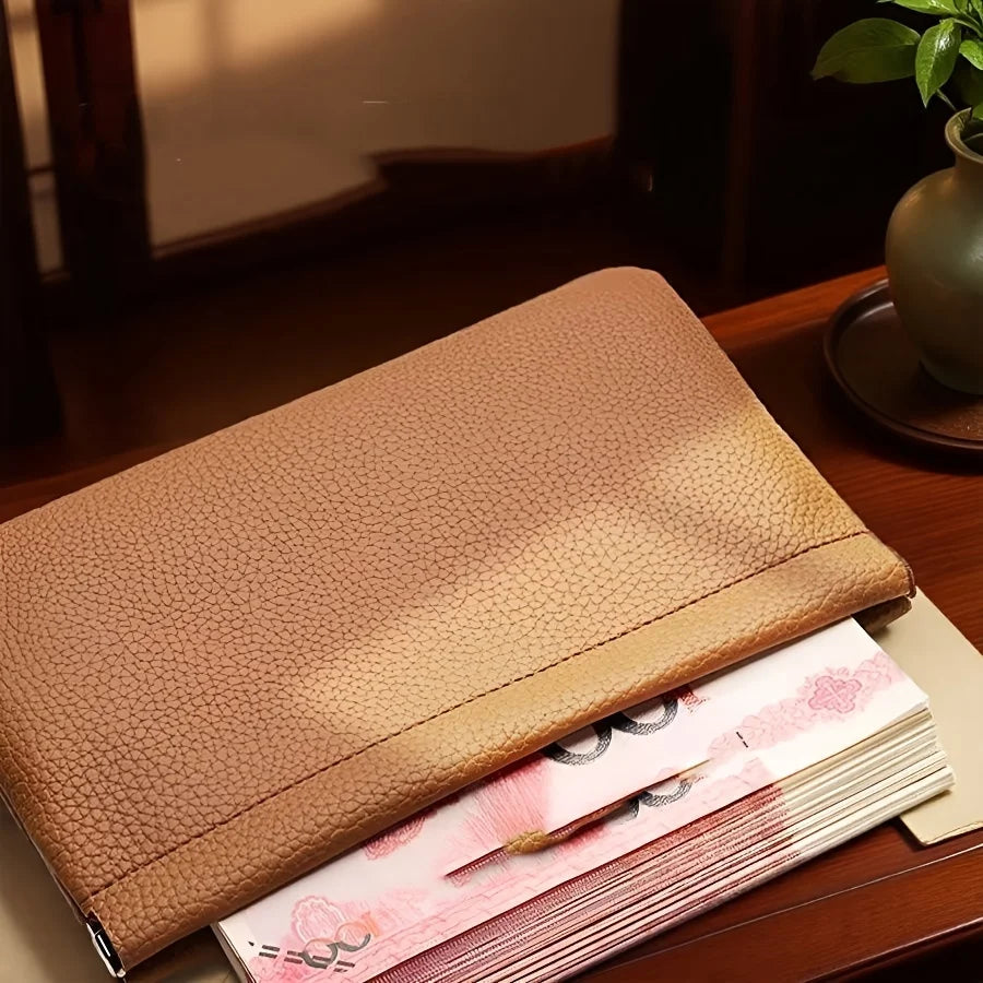Automatic Sealing Vintage Wallet PU Leather Long Billfold Coin Pocket