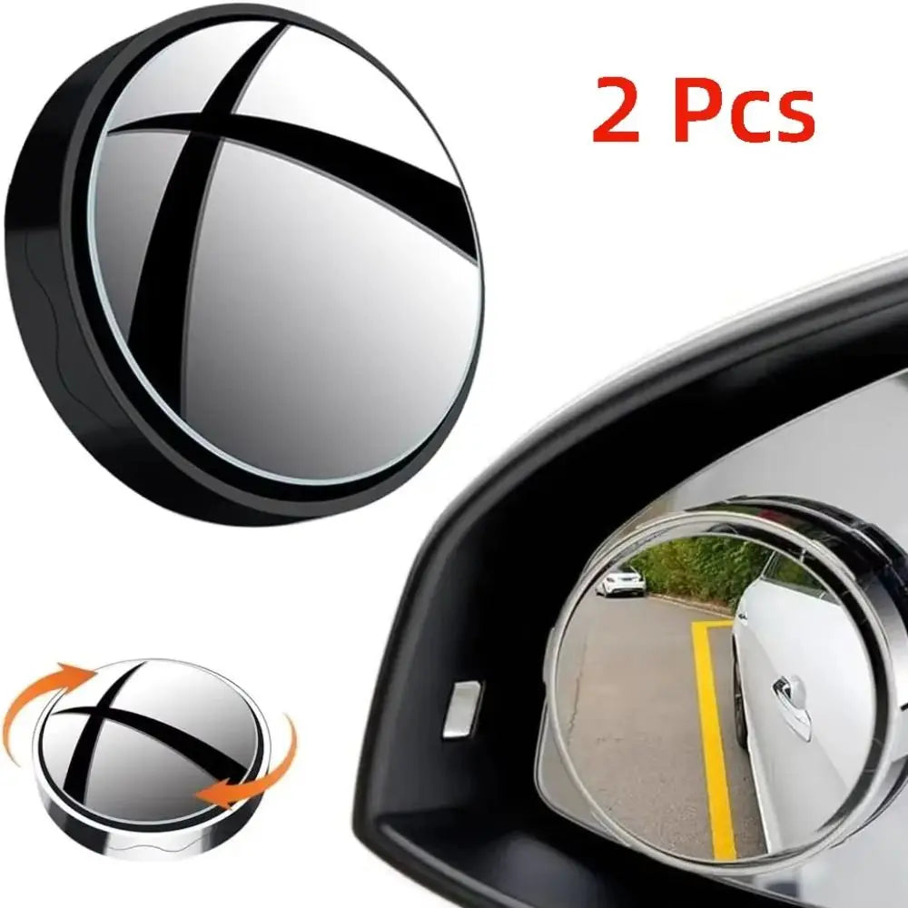 Round Frame Blind Spot Mirror 360 Degree Adjustable Convex Rearview Zpaxo