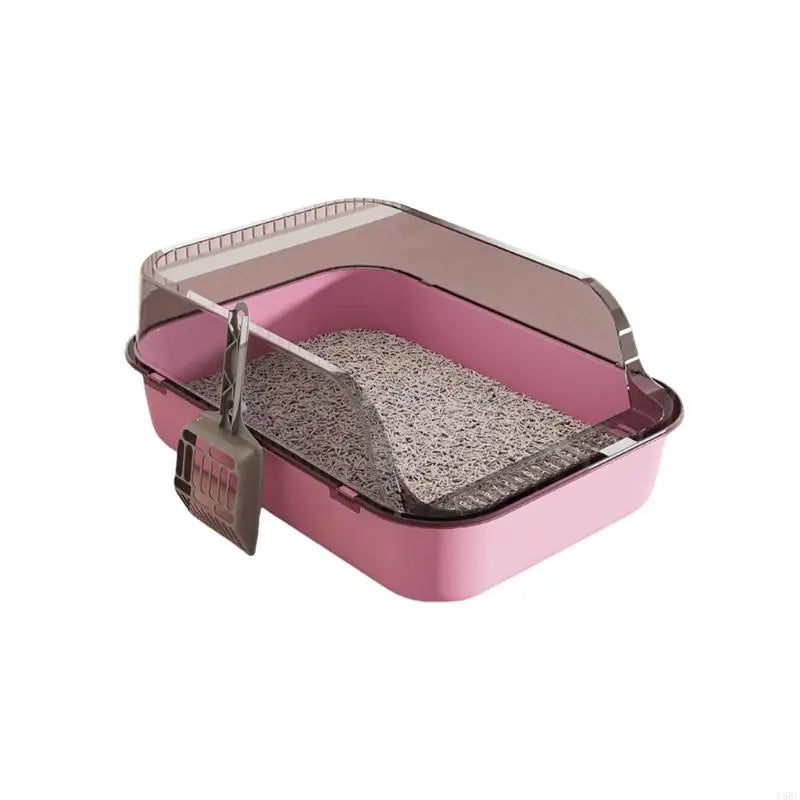 Semiclosed Cats Litter Pan Thick Antipill Wall Space Box Multiple Zpaxo Buttercream powder for Medium size CN