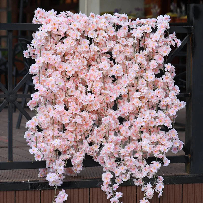 Artificial Sakura Flowers Vine Fake Flower Cherry Blossom Garland