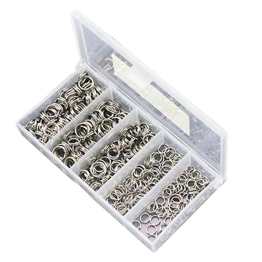 Carp Fishing Lure Carbon Steel 5-Size Fish Hook Snap Ring Heavy Duty