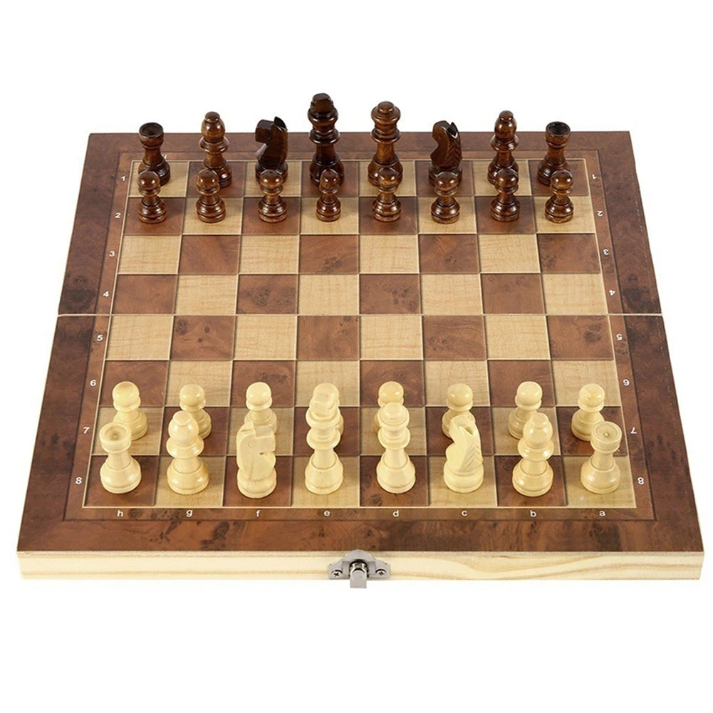 1 Chess Game Board Wooden Sets Checkers Travel