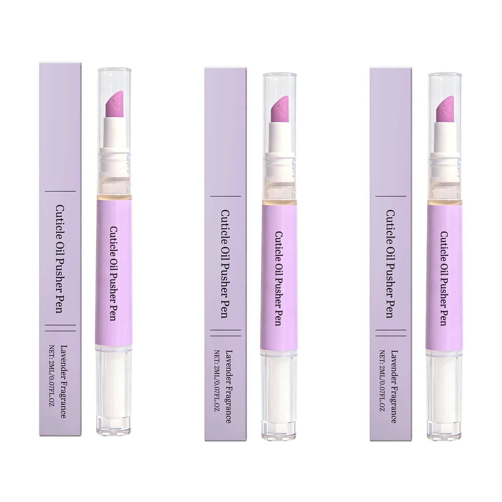 2-in-1 Cuticle Oil Pusher Pen | Lavender Nail Care Tool Cuticle Oil Pen Zpaxo 3Pcs