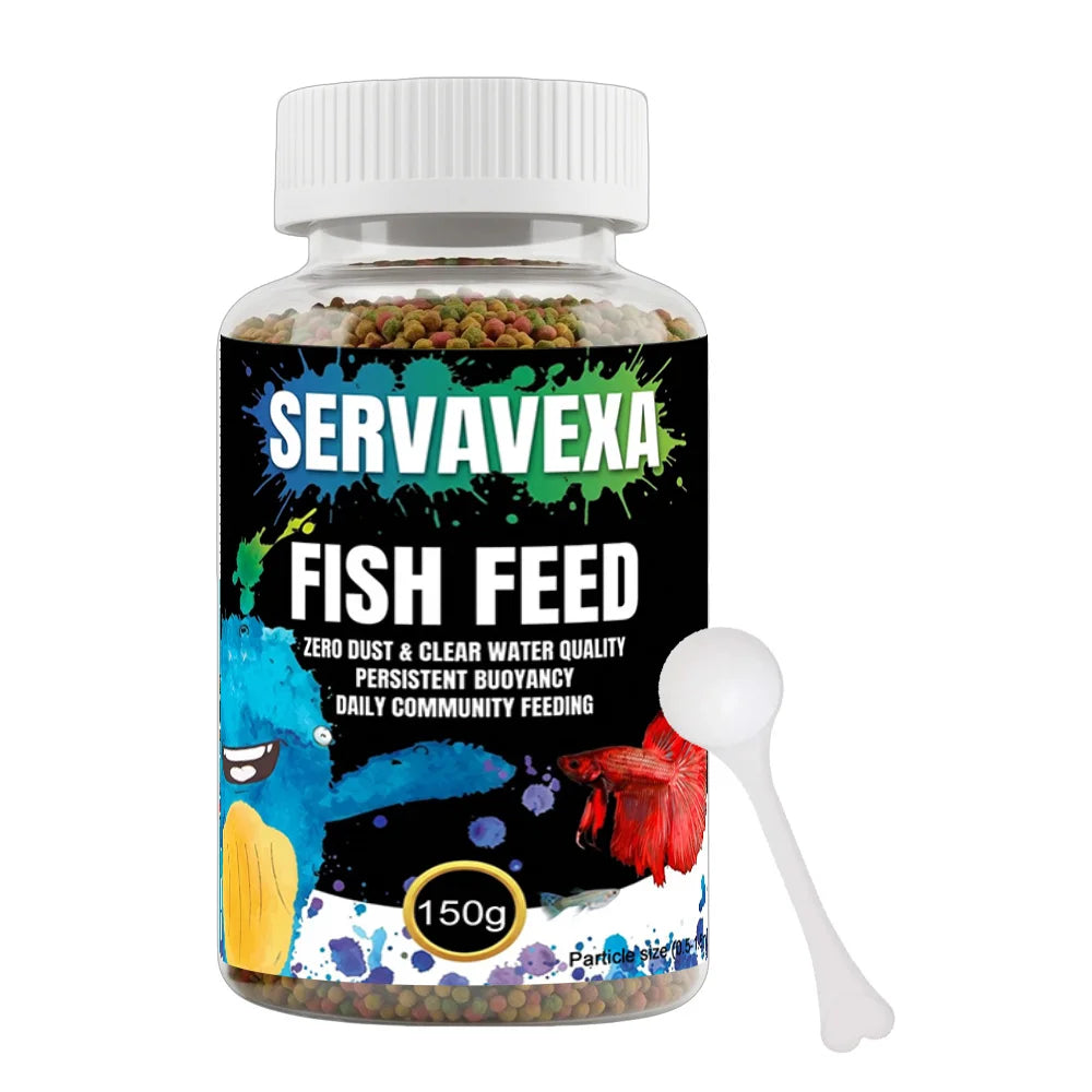 60g/150g Small Tropical Fish Food 0.5-1.5mm Micro Pellets Clear Water Zero Dust Aquarium Nutrition Feed for Guppy Tetra Betta Zpaxo 150G