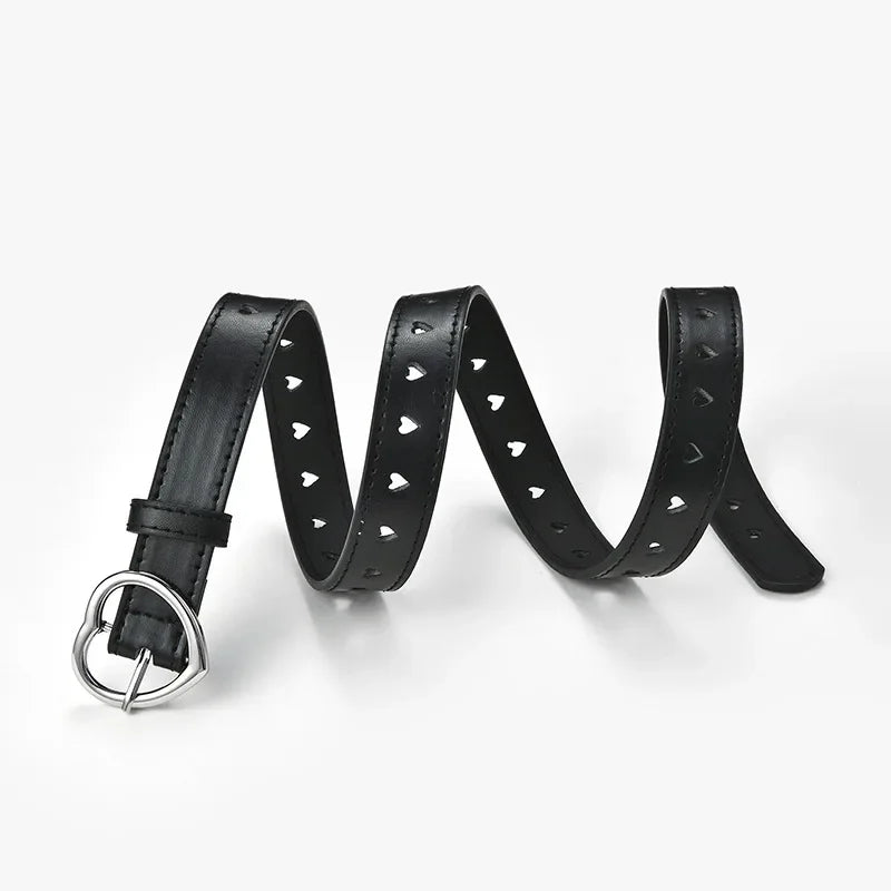 Children Faux Leather Belt Kids Cute Peach Heart Buckle Belts Girls