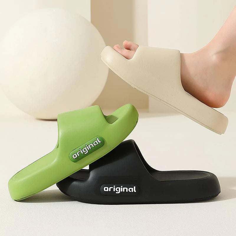 Unisex Letter Slippers Beach Slides Solid Mens Thick Sole Indoor