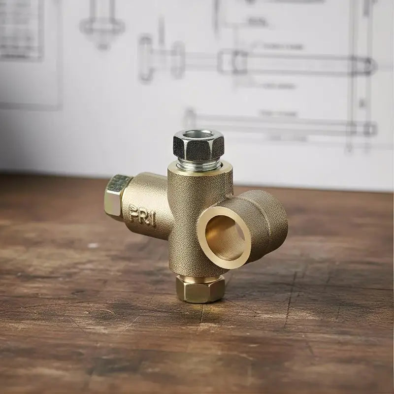 3-Way Brass Brake Tee Connector – M10 x 1mm, 3/16" Pipe