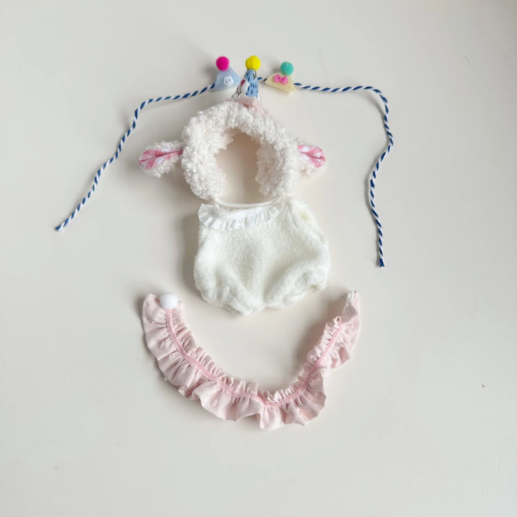 17cm Labubu Idol Dolls Sitting Party Clothing Outfit Accessories Cute Mini The Monster Camellia Dress only clothes Zpaxo