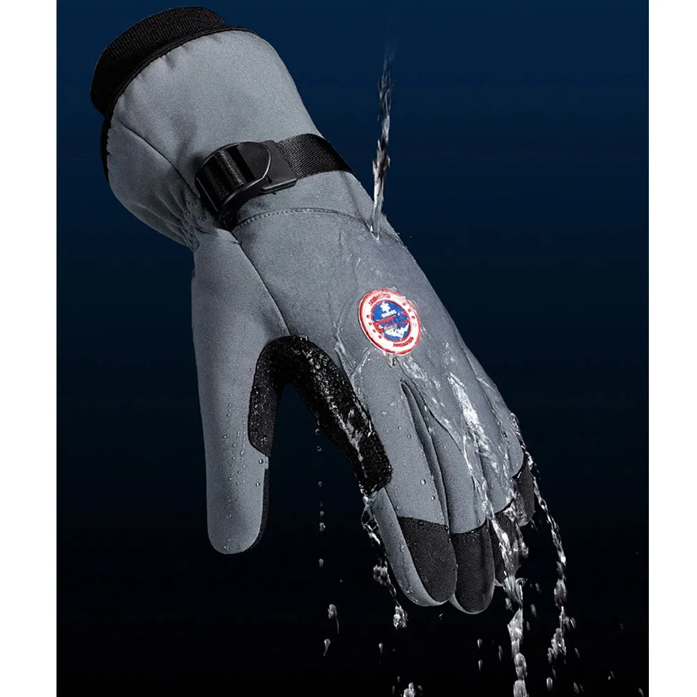 Men's Winter Cycling Gloves Outdoor Sports Waterproof Motorcycle Heated Ski Touch Screen Fleece Women Non-slip Warm Full Finger Zpaxo