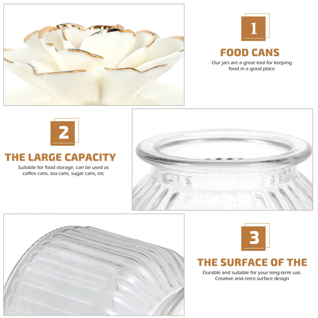 Clear Glass Food Storage Jar Ceramic Lid Transparent Sealed Kitchen