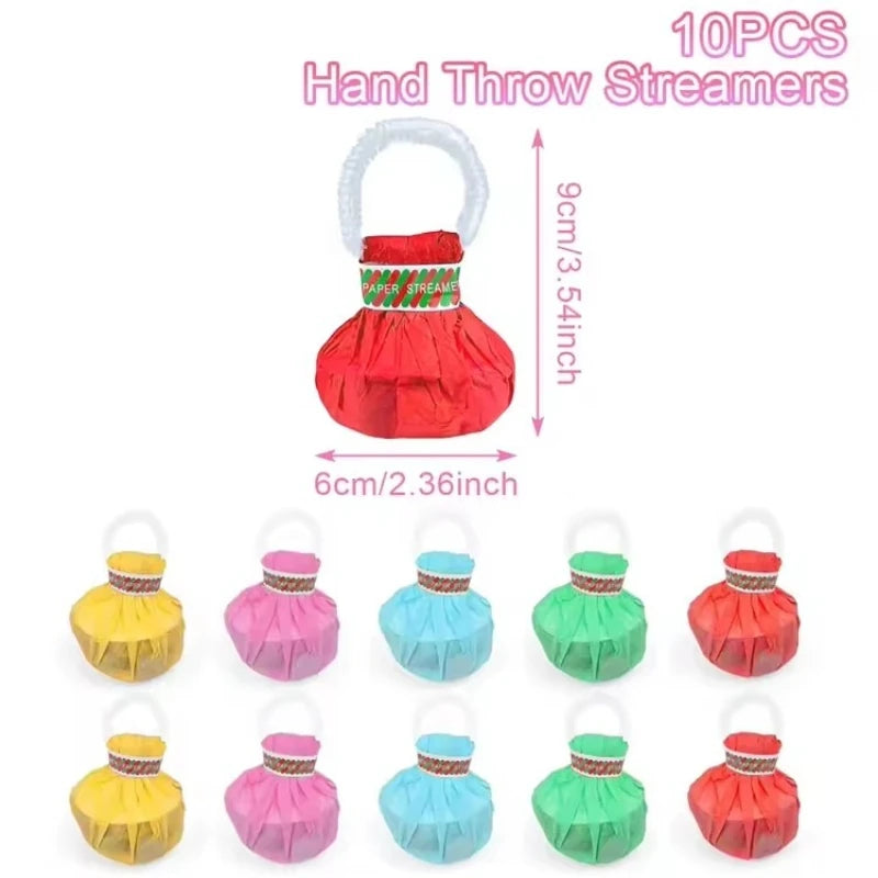 Hand Throw Streamers Colorful Ribbon No Mess Confetti Crackers