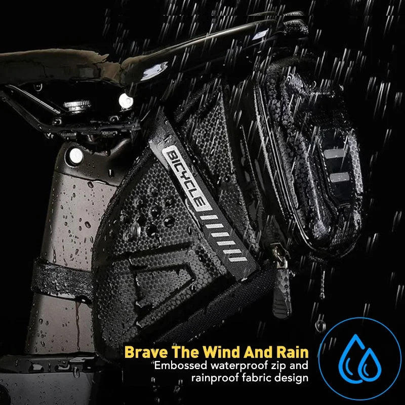 Bike Saddle Bag 1L Waterproof Storage Black Tail Rear Reflective Pack Accessory Kit Tool MTB Road Bicycle Multifunctional Bag Zpaxo