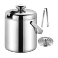 Ice Bucket Double-Walled Wine Cooler 1.3L Stainless Steel Insulated Ice Bucket with Tongs Handle and Strainer for Cocktail Zpaxo China Mainland A