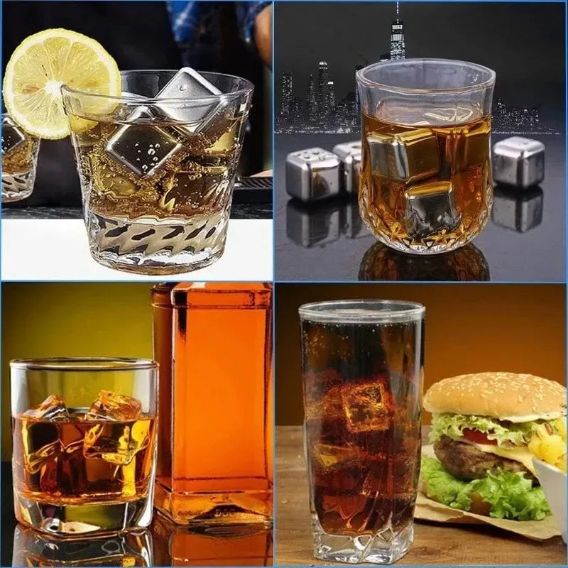 Reusable Stainless Steel Ice Cubes – No-Dilution Chilling Stones