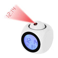 Projection Alarm Clock Ceiling Display Snooze Desk Table Clock Voice Multifunction Digital Projection Clock Temperature Display Zpaxo White