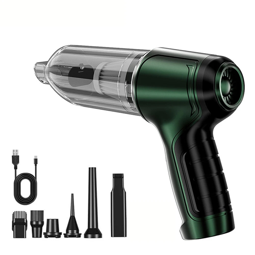 Car Vacuum Cleaner 95000PA Strong Suction Handheld Wireless Vacuum Cleaning Blower 2 in 1 Portable Vacuum Cleaner For Car Home Zpaxo Green