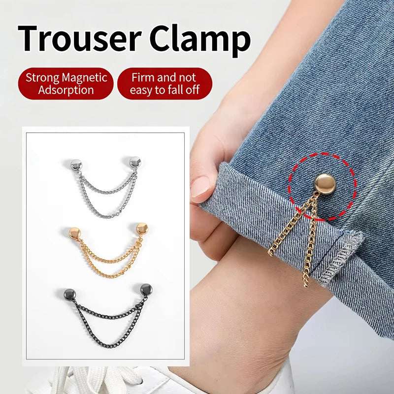 Magnetic Ball Chain Clips – No-Sew Sleeve & Pants Shortener 2pc