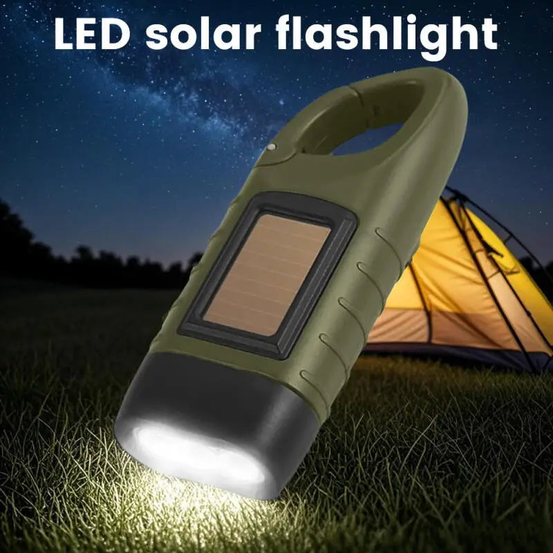 Hand Crank Solar Powered Rechargeable LED Flashlight Survival Gear