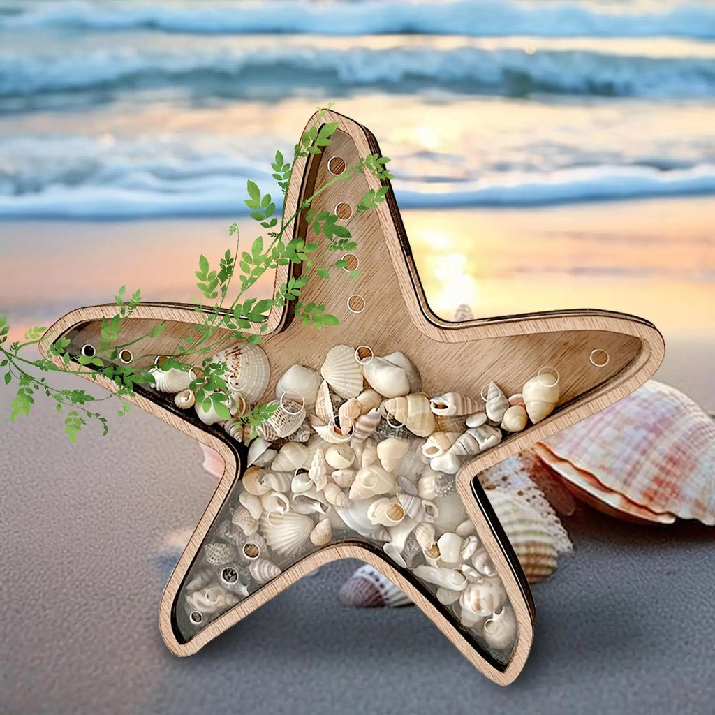 Seashell Holder Display Box Clear Starfish Shaped Case Collection