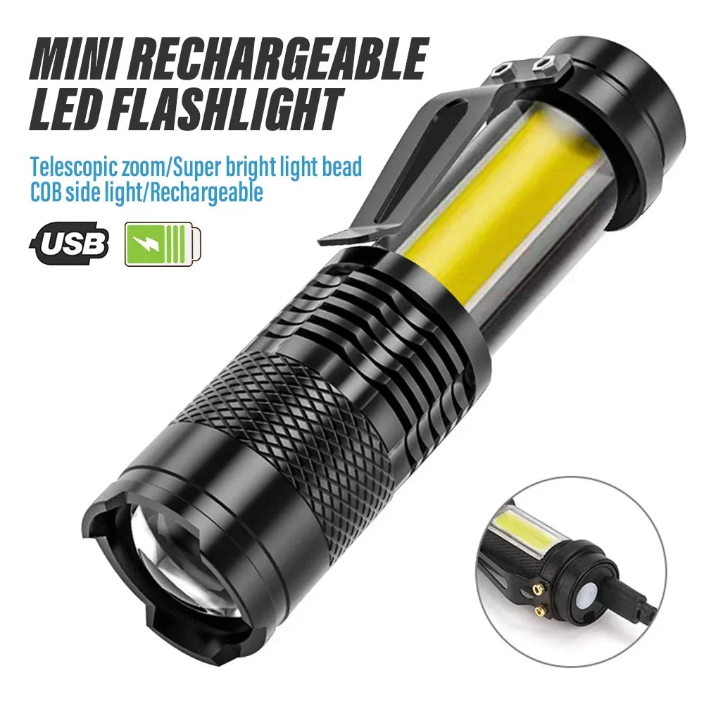 ESMARTER Mini LED Flashlight – USB Rechargeable Zoomable Torch