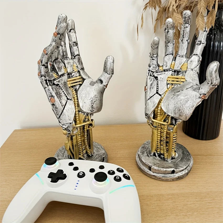 Cyberpunk Robotic Hand Ornament Gamepad Holder Ring String Desktop