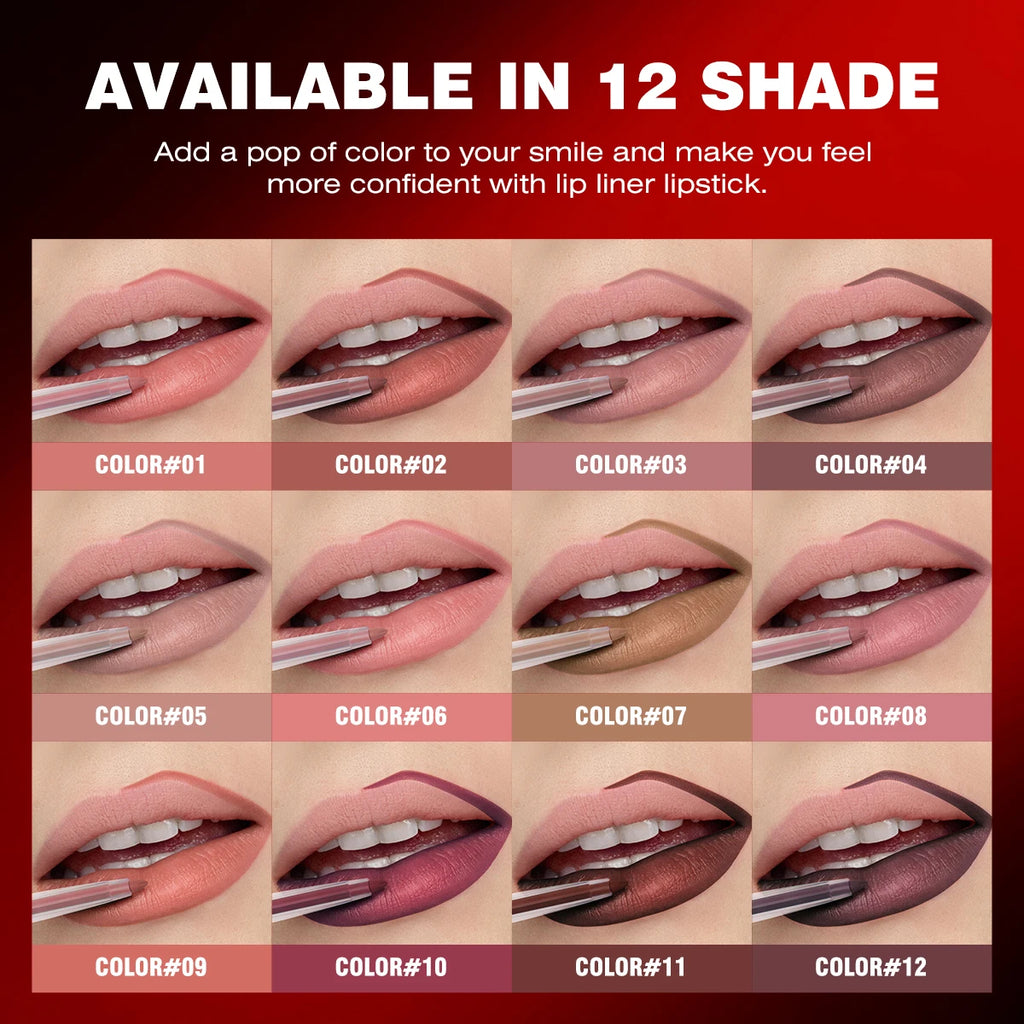 1PC Rich Pigmented, Waterproof, Silky, Durable, Non-stick Cup, Creamy Matte Lip Liner, Perfect for Date and Daily Use Zpaxo