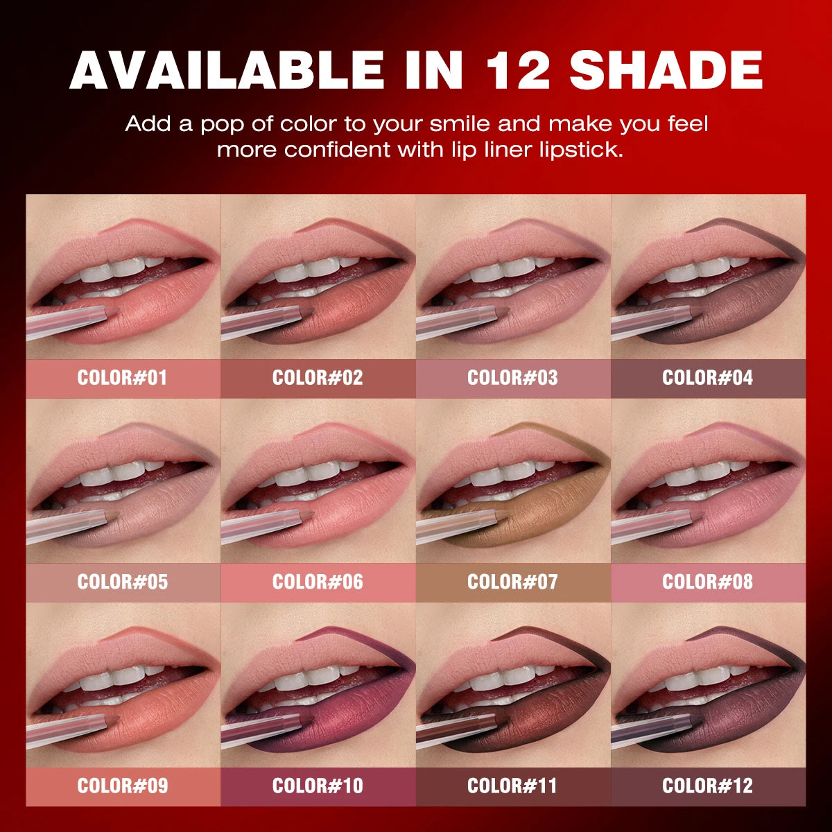 1PC Rich Pigmented, Waterproof, Silky, Durable, Non-stick Cup, Creamy Matte Lip Liner, Perfect for Date and Daily Use Zpaxo