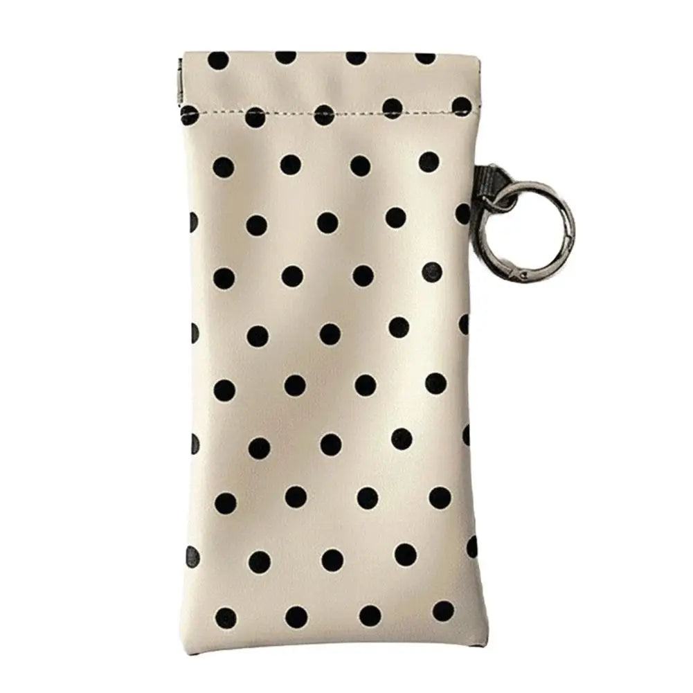 Polka Dot Eyeglasses Case Pouch with Cleaning Cloth & Clip Eyeglasses Case Pouch Zpaxo White