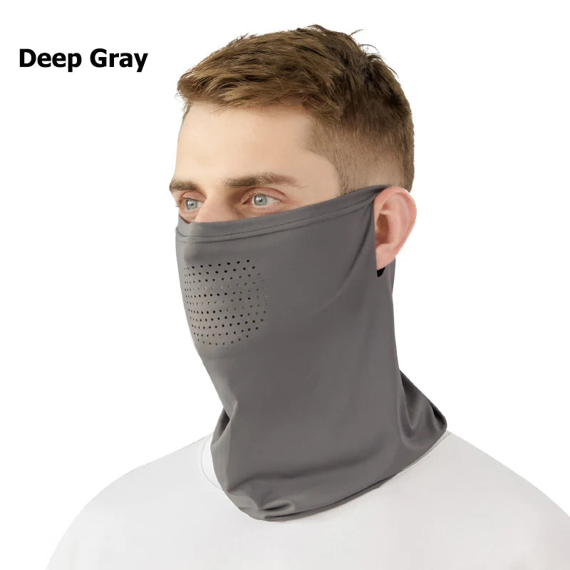 Toptrek Outdoor Ice Silk Sun Protection New Spring Summer Motorcycle Neck Cover Sports Riding Mask Full Face Fishing Running Zpaxo Deep Gray
