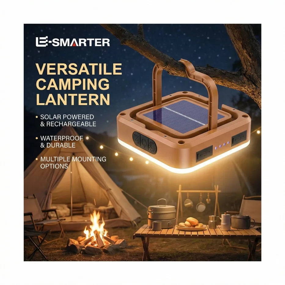 ESMARTER COB Solar Camping Lantern – Waterproof Hanging Light