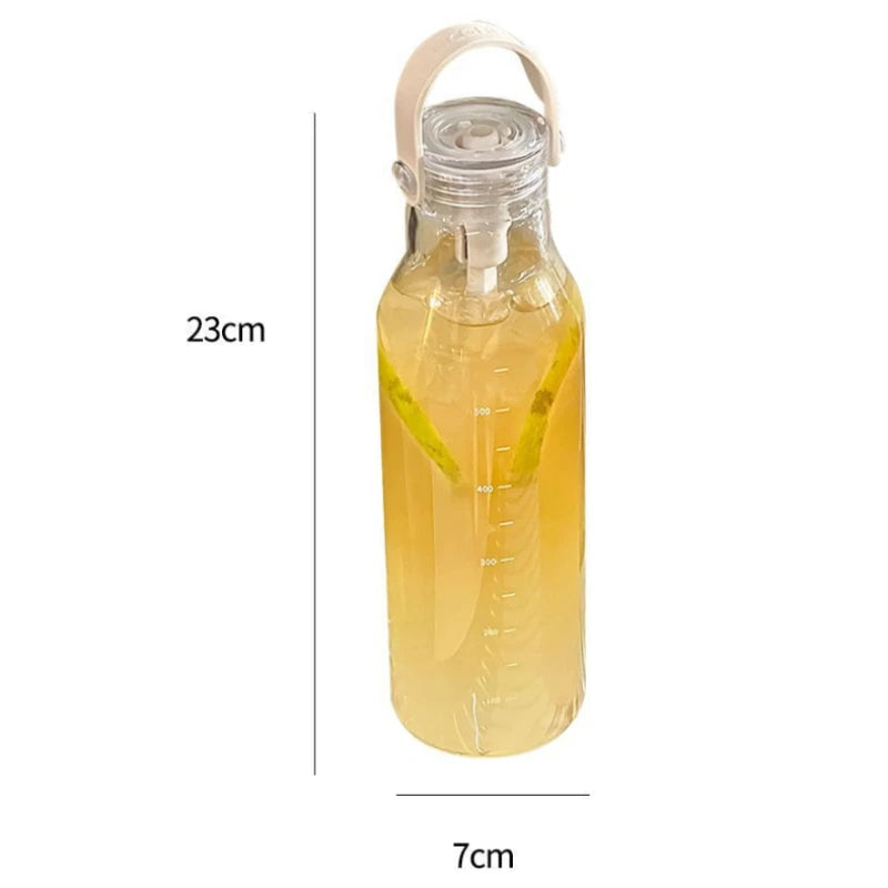 600ML Portable Graduated Water Cup with Handle for Women's Household Use, High Borosilicate Straw Cup, Heat-resistant Glass Cup Zpaxo