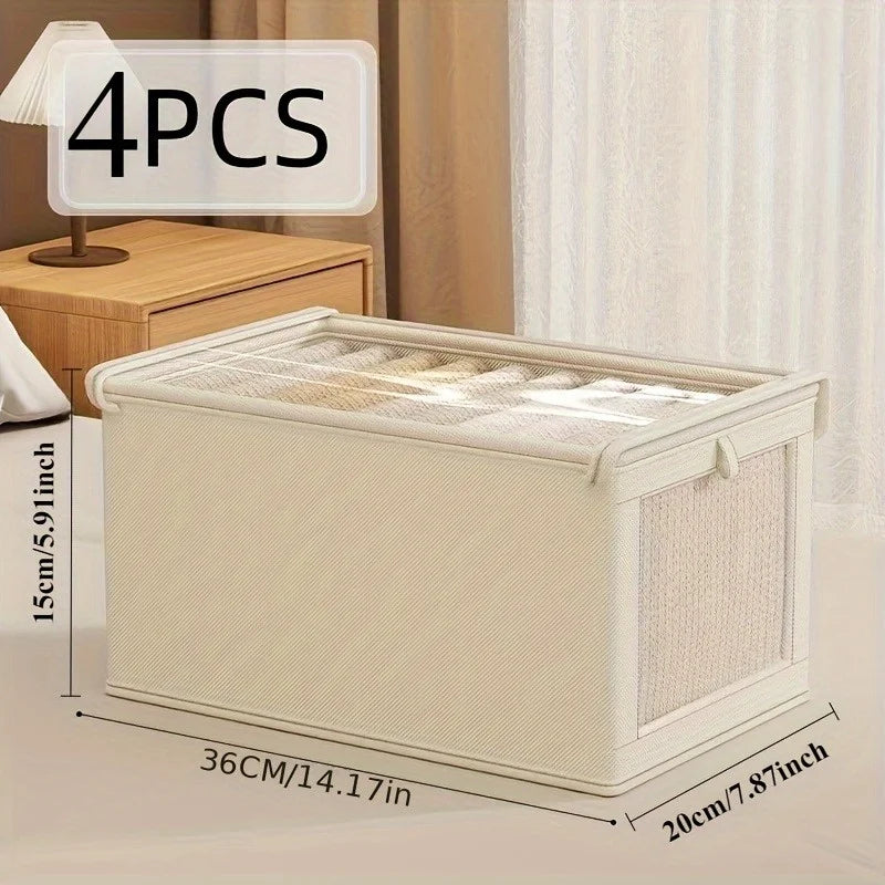 Large Fabric Storage Boxes Flip Window Clothes Underwear Quilts
