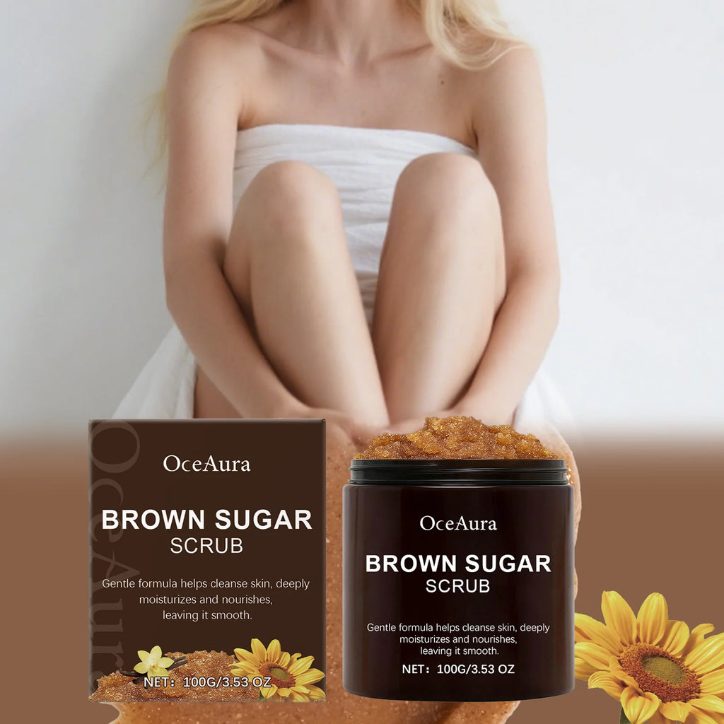 Brown Sugar Body Polish for Rough Bumpy Skin Gentle Exfoliator to Smooth Dry Flaky Skin Natural Arnica Flower Scrub with Vitamin Zpaxo