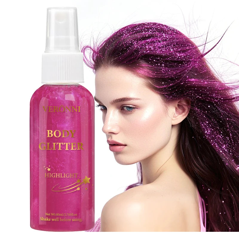 4 color Shiny Glitter Spray Cosmetics,Liquid Full Body Glow Body Highlighter,Waterproof Long Lasting Face,Body Hair Spray Makeup Zpaxo 04