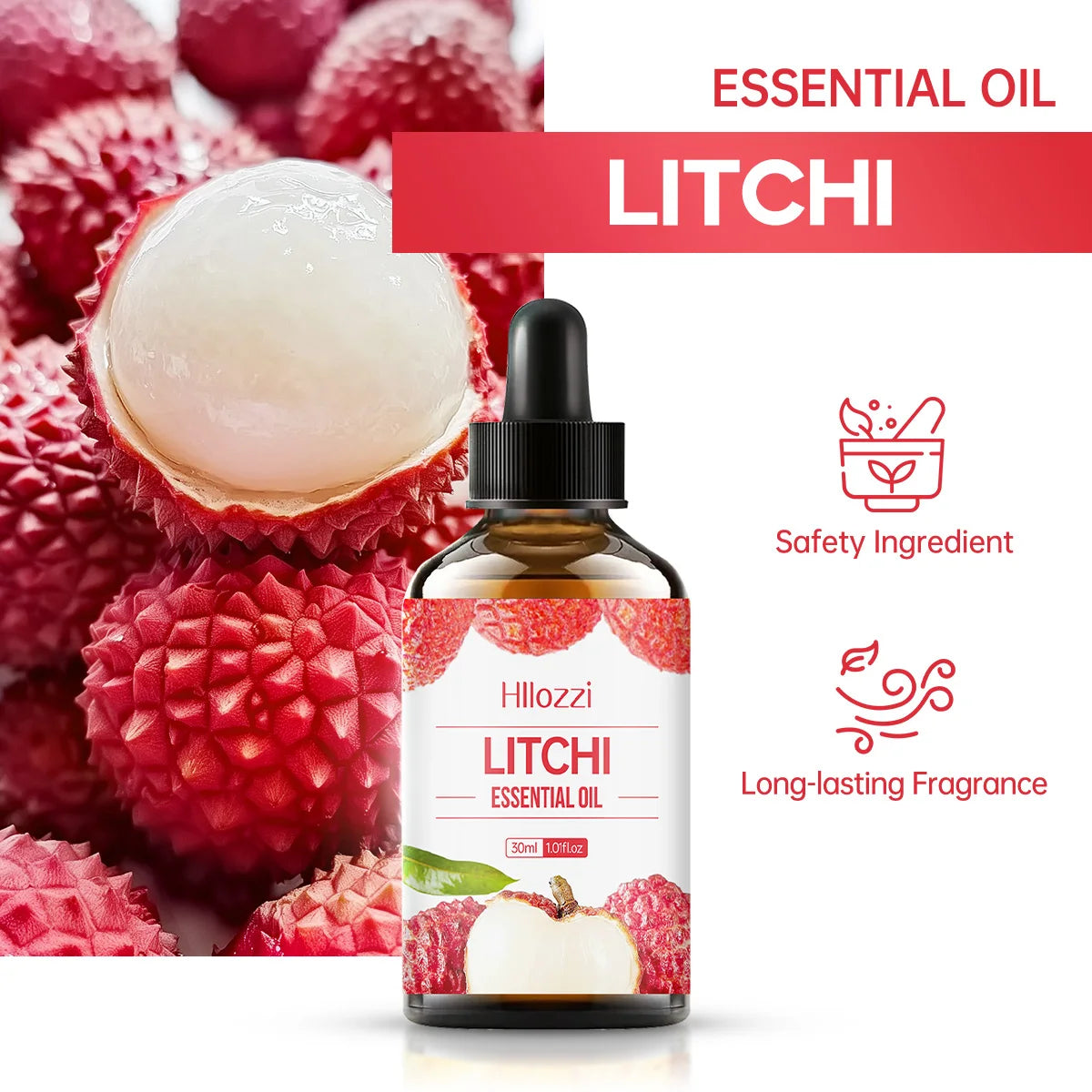 30ml Lychee Essential Oil Pure Plant Essential Oil Multi-purpose Aromatherapy Diffuser Humidifier Soap Fruit Essential Oil Zpaxo