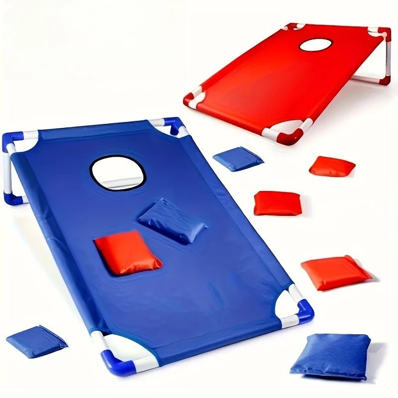 Portable Foldable Cornhole Game Red Blue Durable Bean Bag Toss Beach