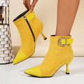 Women Ankle Boots Trendy Sexy High Heels Shoes for Women 2025 New Pointed Toe Short Boots Elegant French Thin Heel Boots Women Zpaxo YELLOW 38