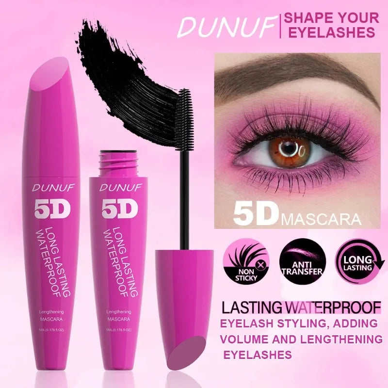 5D Waterproof Curling Mascara Volumizing Lengthening Black Eyelashes